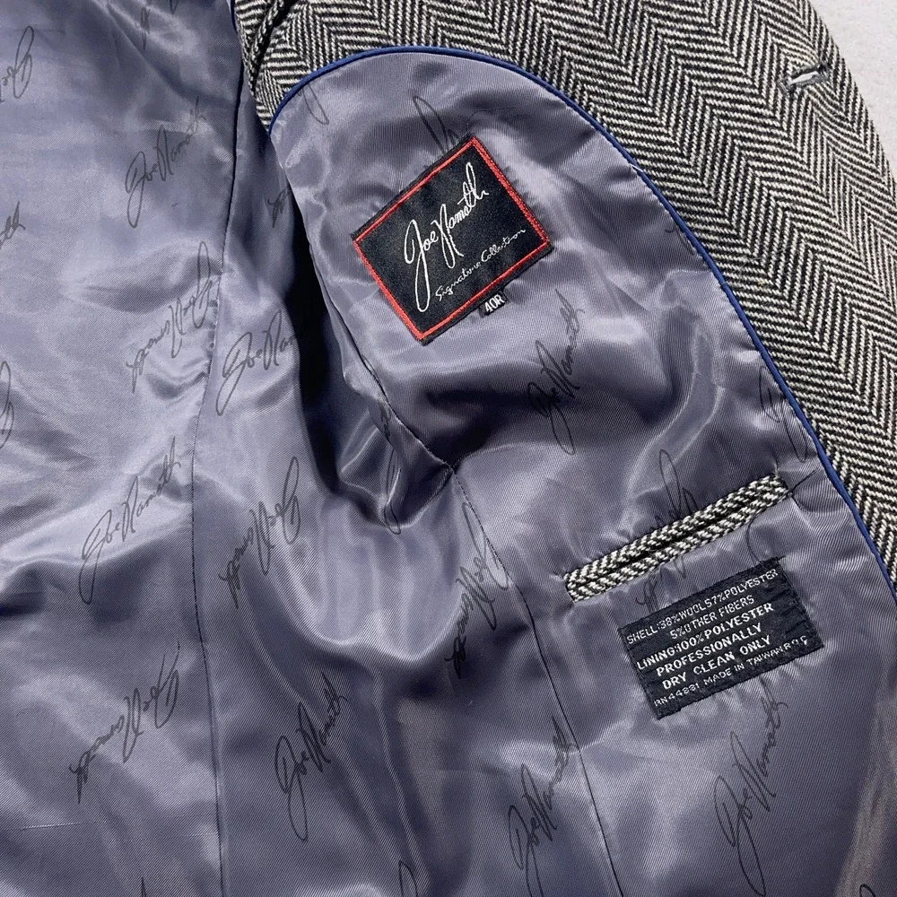 Vintage Herringbone‎ Tweed Blazer Mens 40R Gray Wool Blend Old Money Classic